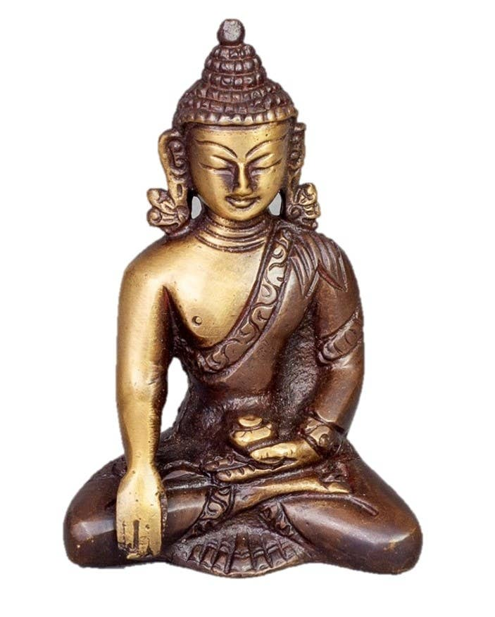 Sitting  Buddha in Meditation Pose two-tone color in Brass