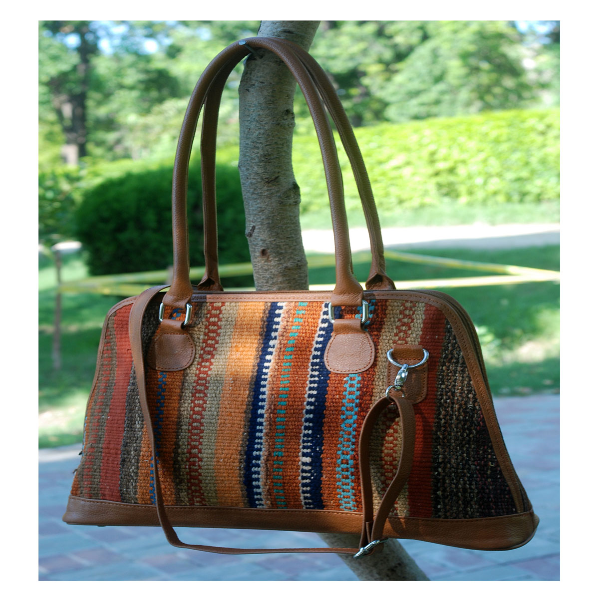 Kilim Leather Baker's Chocolate Bag