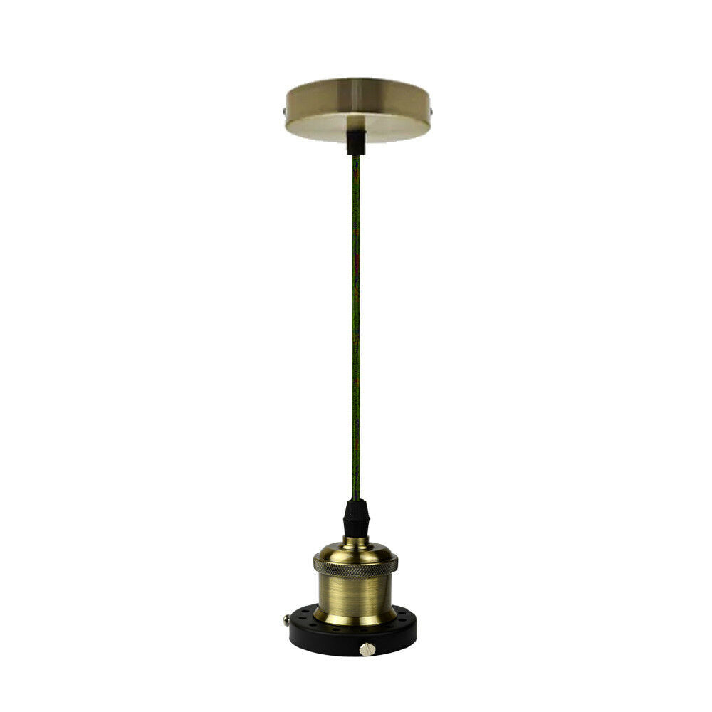 Vintage Green Brass Pendant Lamp Set~3258