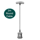 2m Grey Round Cable E27 Base Chrome Holder~1719