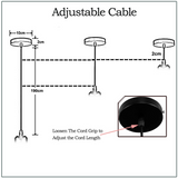 2m Grey Round Cable E27 Base Chrome Holder~1719