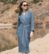 Women's Full Length Lightweight Waffle Spa Robe with Shawl Collar