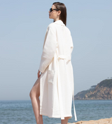 Women's Full Length Lightweight Waffle Spa Robe with Shawl Collar