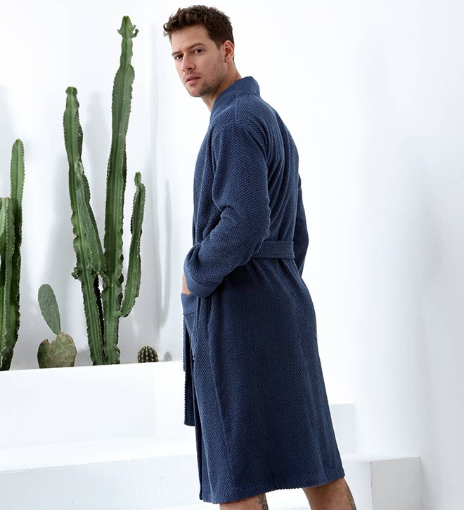 Men's Organic Turkish Cotton Terry Kimono Robe | Terry Cloth Bathrobe