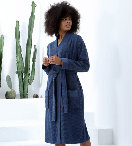 Women's Turkish Cotton Terry Kimono Robe - Luxurious Terry Cloth Bathrobe