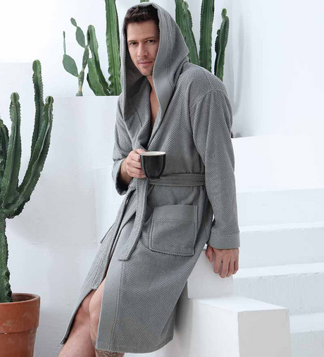 Men's Luxury Turkish Cotton Terry Cloth Robe with Hood