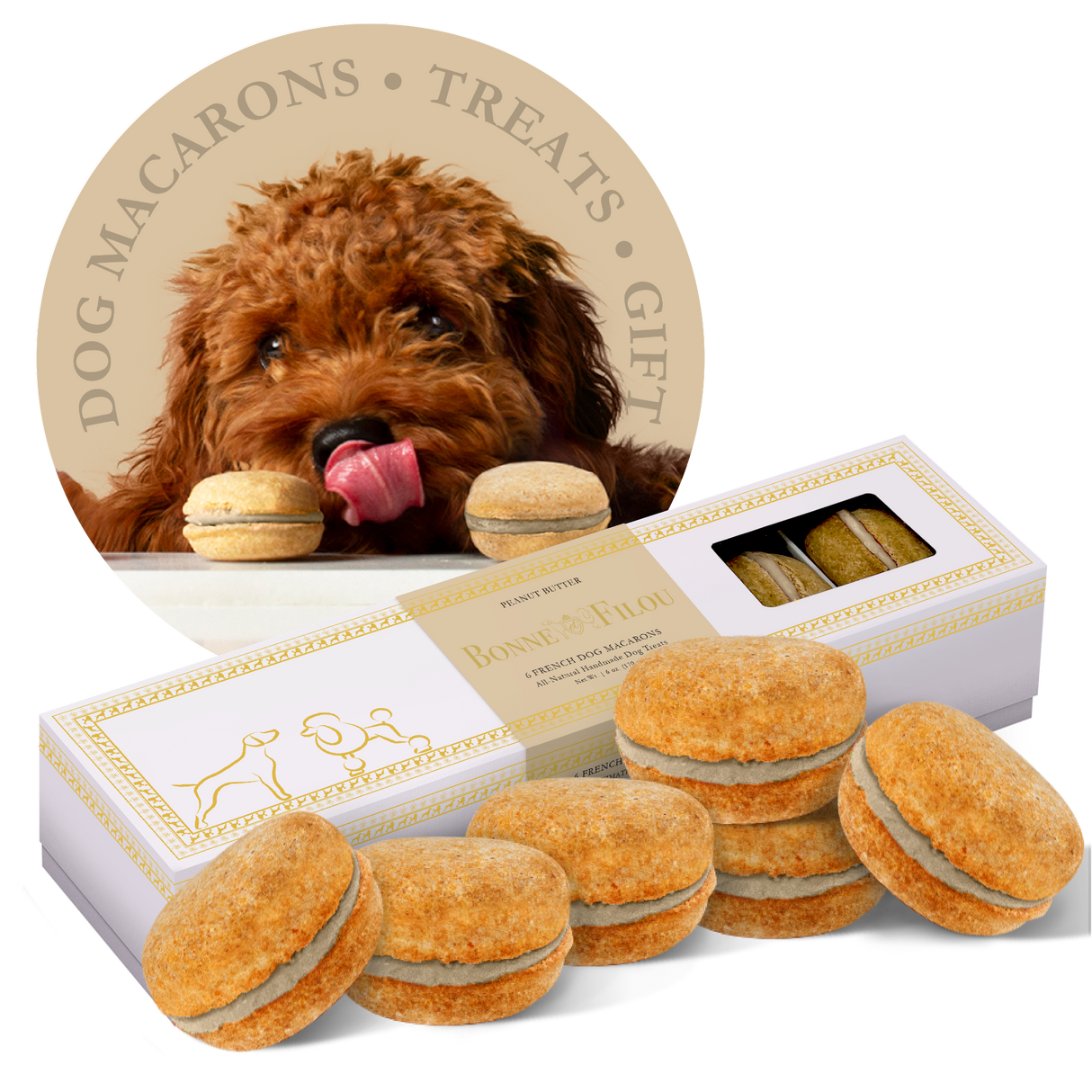 Dog Macarons (Count of 6 - window in packaging)