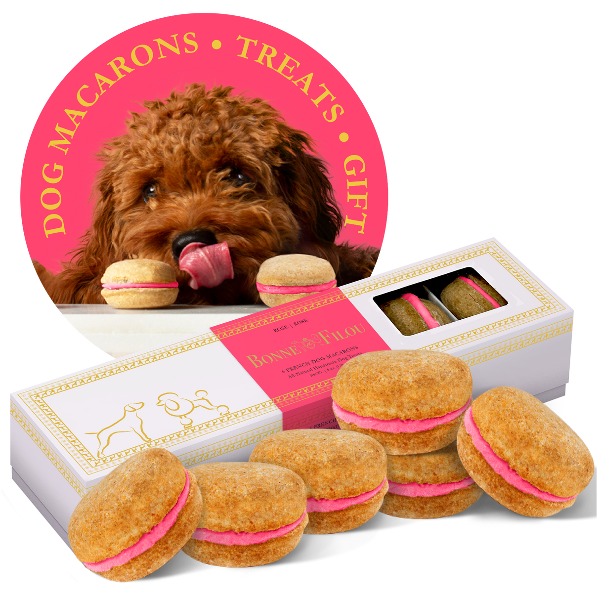 Dog Macarons (Count of 6 - window in packaging)