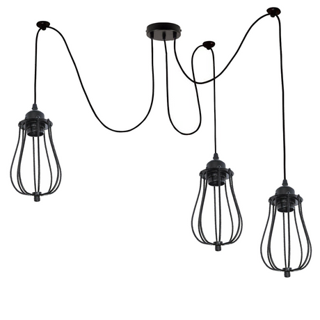 Black 2m Pendant Light Cage Retro Industrial Ceiling Light Spider Lamp~1187