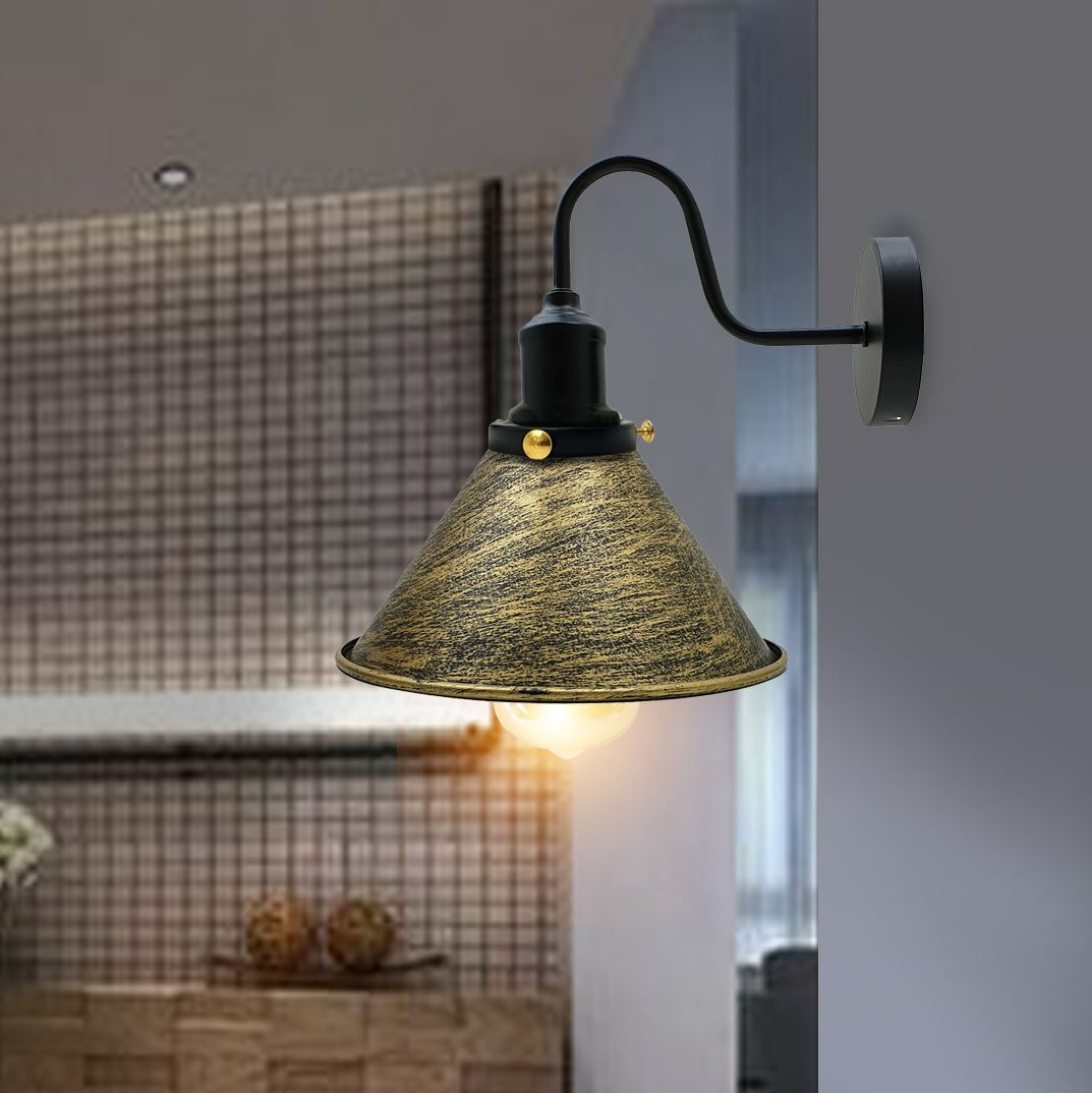 E27 Industrial Metal Wall Light Fitting Vintage Cone shape Wall Sconce~3388