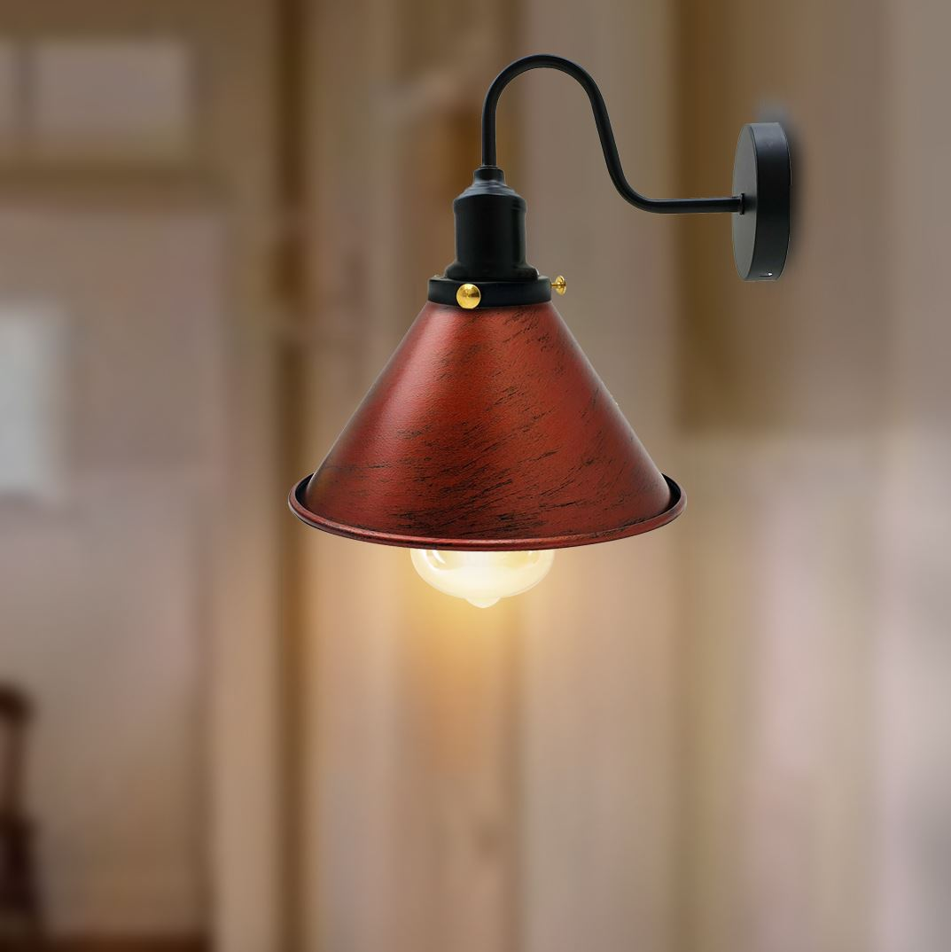 E27 Industrial Metal Wall Light Fitting Vintage Cone shape Wall Sconce~3388