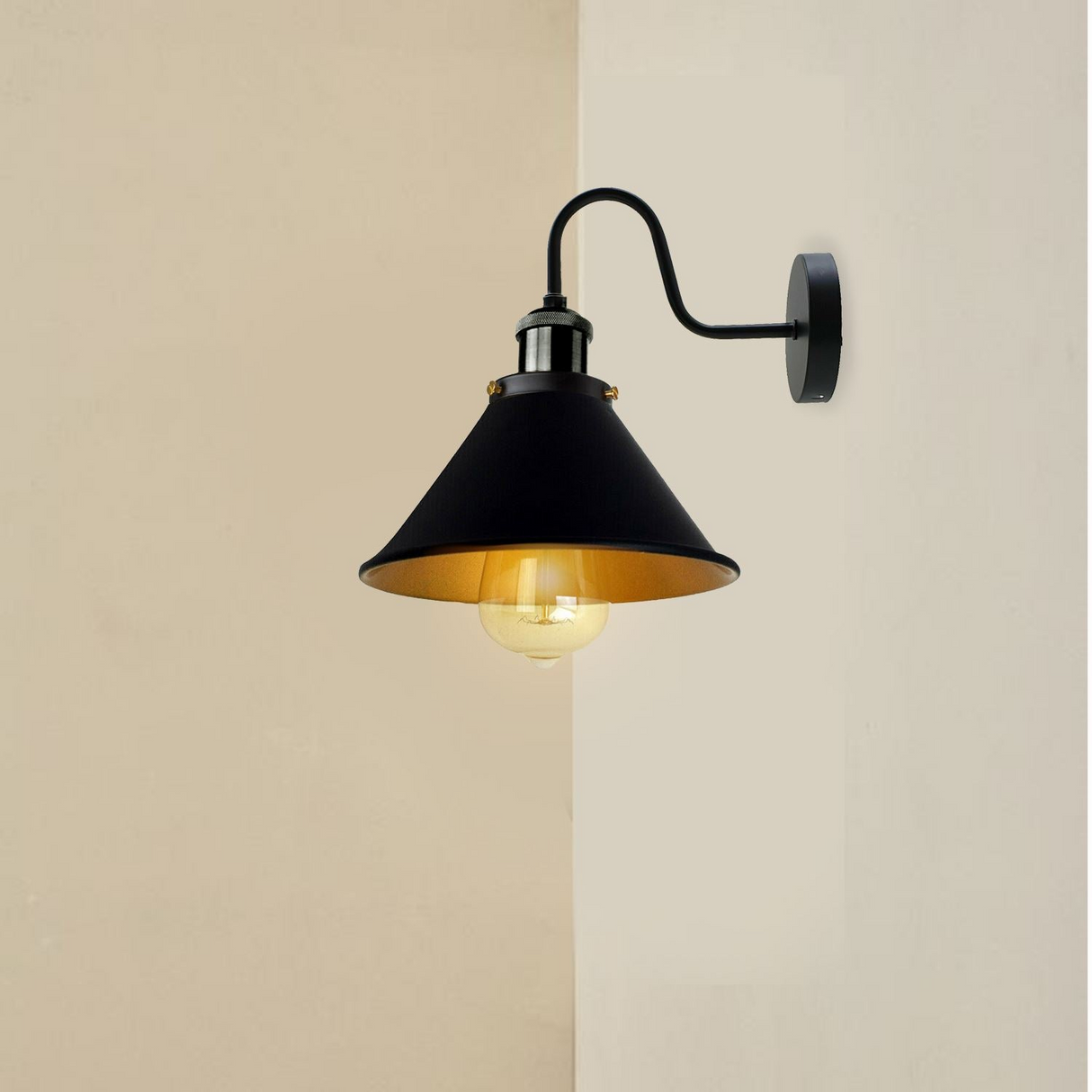 E27 Industrial Metal Wall Light Fitting Vintage Cone shape Wall Sconce~3388