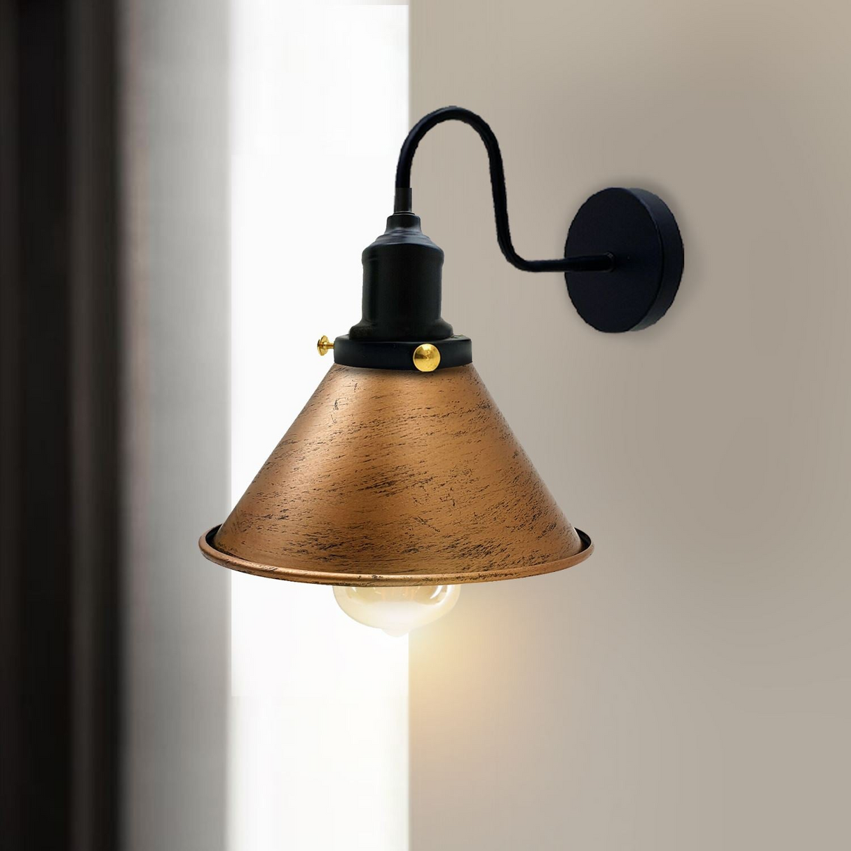 E27 Industrial Metal Wall Light Fitting Vintage Cone shape Wall Sconce~3388