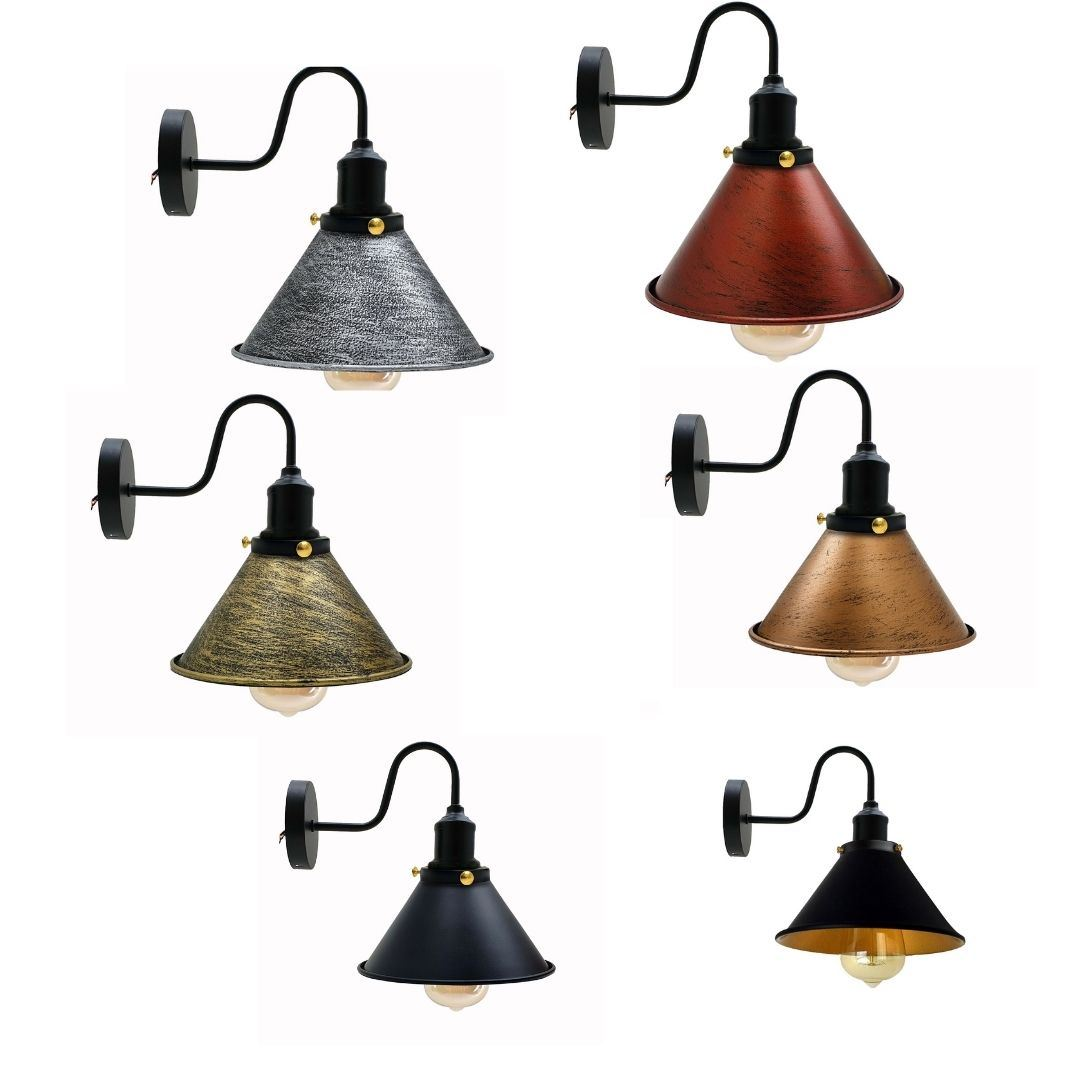 E27 Industrial Metal Wall Light Fitting Vintage Cone shape Wall Sconce~3388