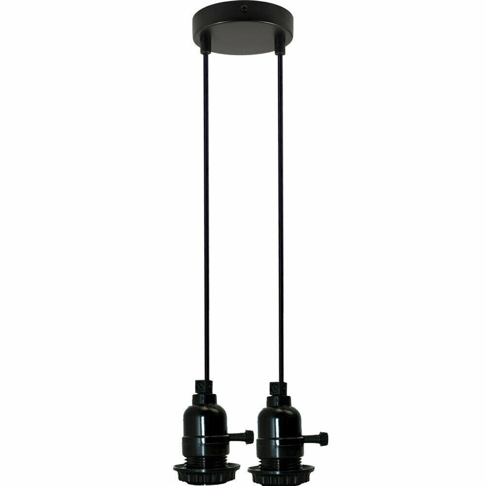 Multi Way Black Modern Ceiling Pendant Fitting LED Light Bulbs Lampshade UK~2257