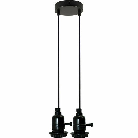 Multi Way Black Modern Ceiling Pendant Fitting LED Light Bulbs Lampshade UK~2257