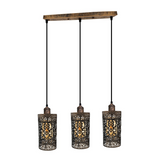 Industrial vintage Retro 3 way Rectangle Drum Cylinder Brushed copper cage pendant~4011