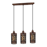 Industrial vintage Retro 3 way Rectangle Drum Cylinder Brushed copper cage pendant~4011