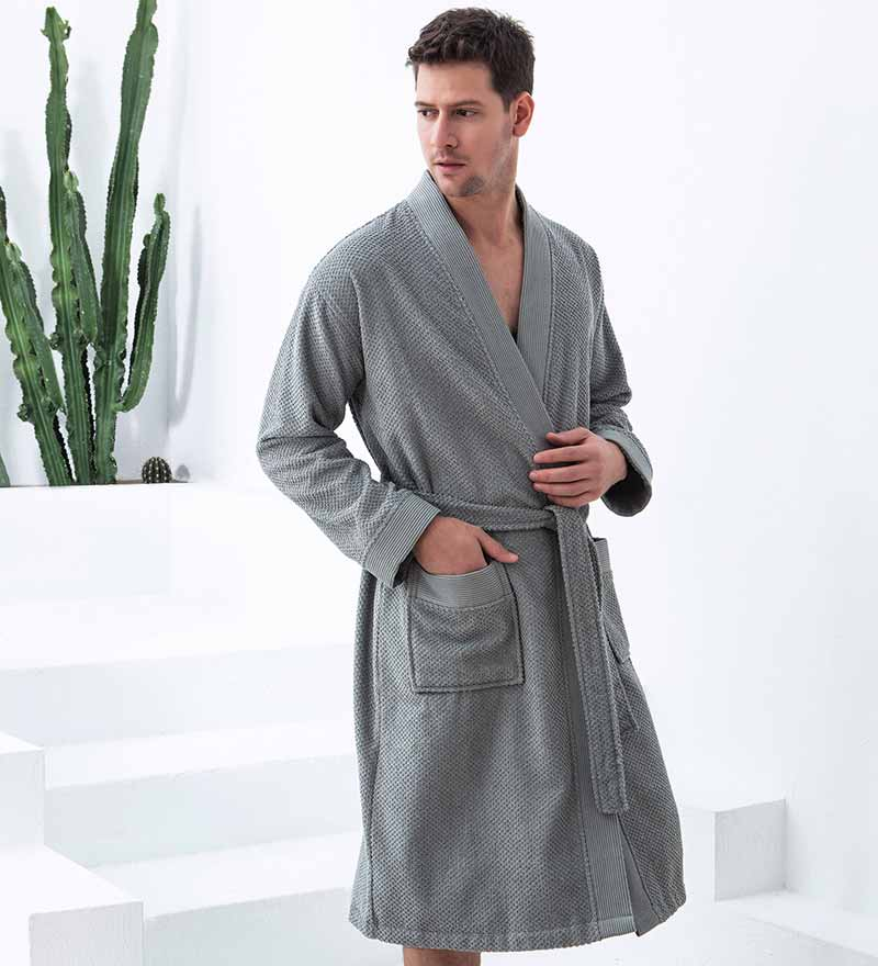 Men's Organic Turkish Cotton Terry Kimono Robe | Terry Cloth Bathrobe