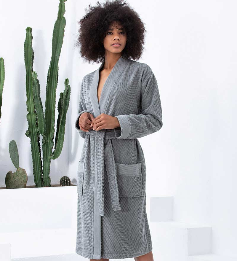 Women's Turkish Cotton Terry Kimono Robe - Luxurious Terry Cloth Bathrobe