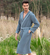 Men's Hooded Turkish Cotton Waffle Robe