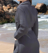 Women's Full Length Lightweight Waffle Spa Robe with Shawl Collar