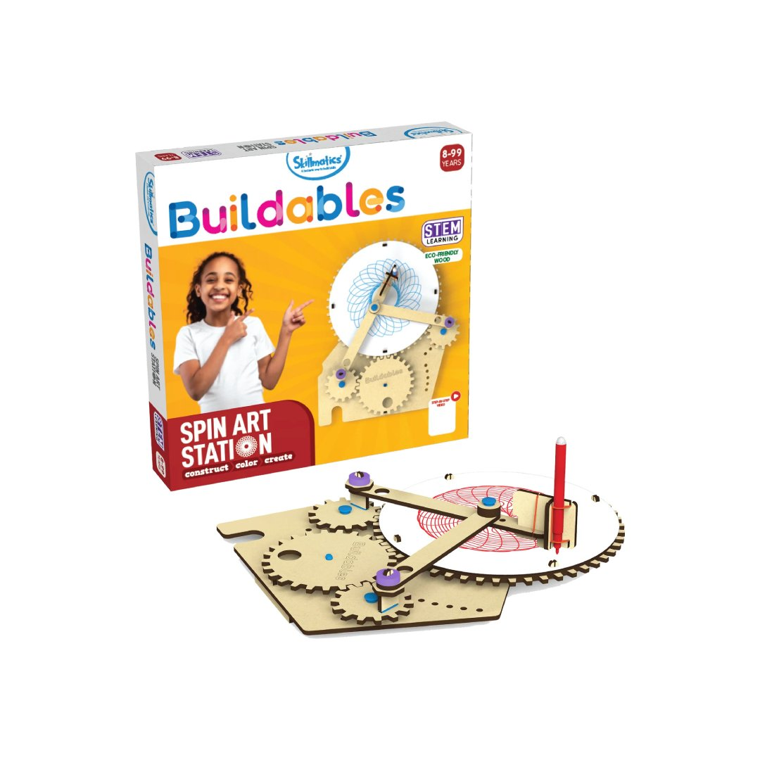 Skillmatics STEM Building Toy : Buildables Spin Art Station | Gifts for 8 Year Old and Up | Fun Learning & Educational Activities