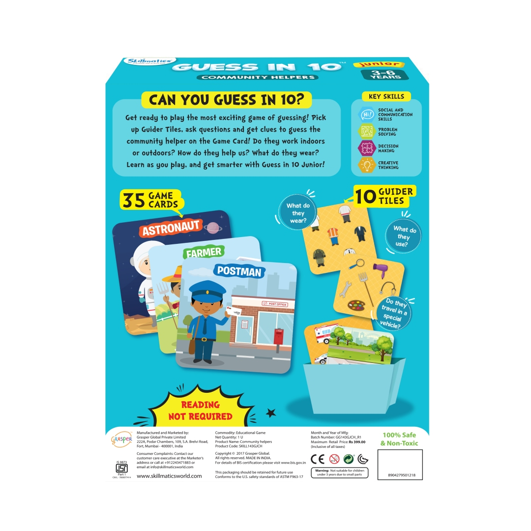 Skillmatics Card Game : Guess in 10 Junior Community Helpers | Gifts, Super Fun & Educational for Kids Ages 3-6