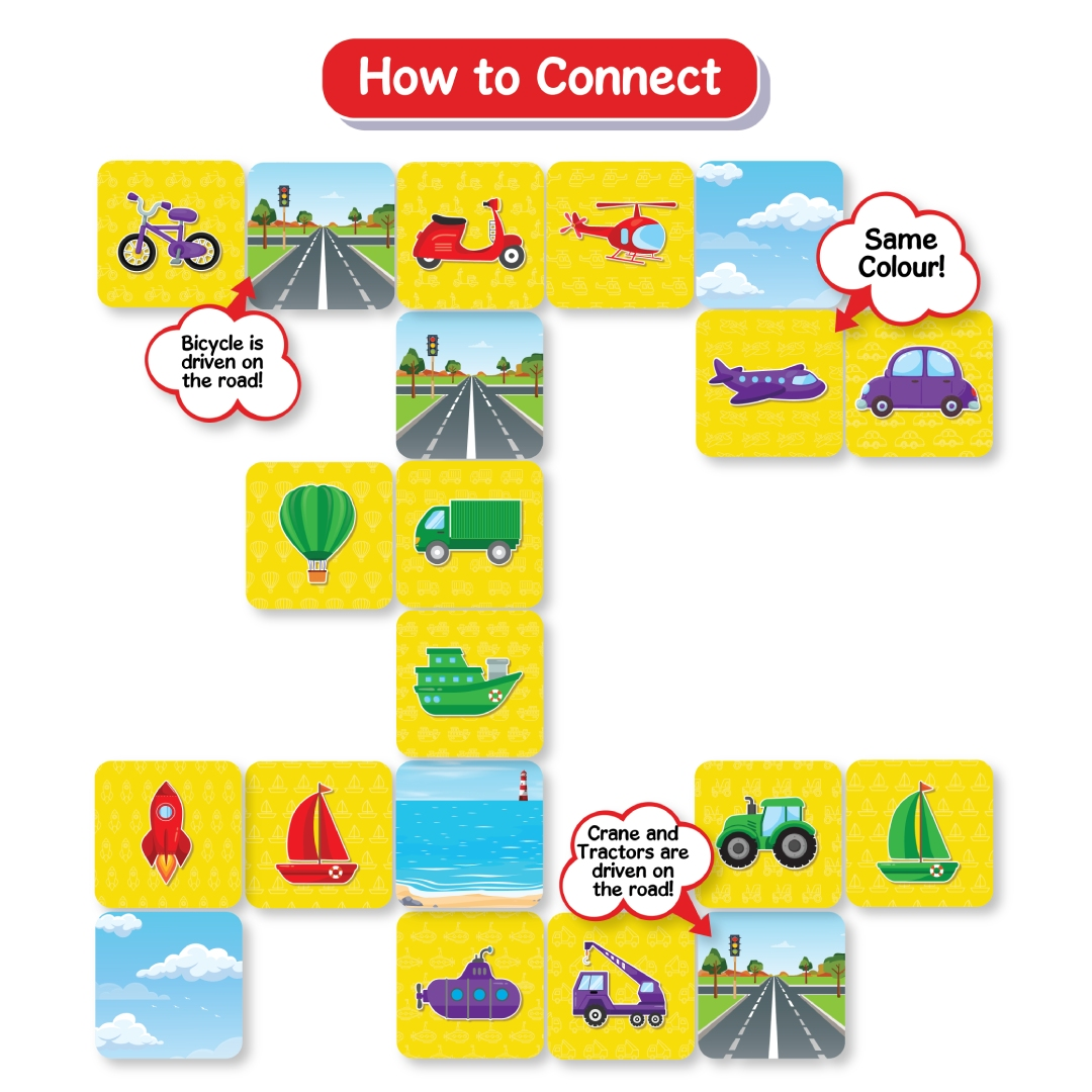 Skillmatics Educational Game : Connectors Cars, Boats, Planes & More | Gifts for Kids Ages 3-6 | Super Fun for Travel & Family Game Night