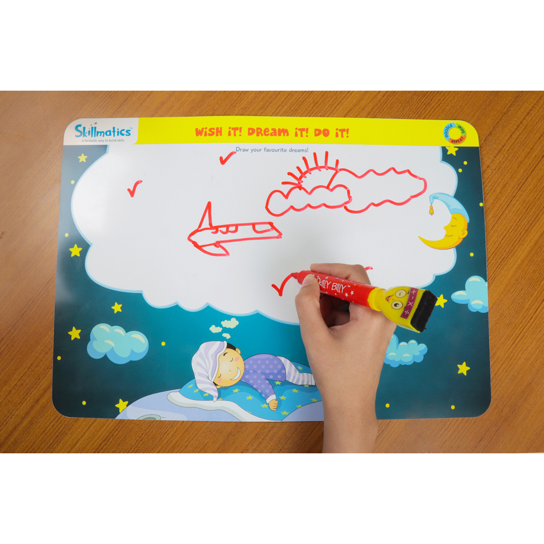 Skillmatics Educational Game : Doodle and Draw | Reusable Activity Mats with 2 Dry Erase Markers | Gifts & Creative Learning for Ages 6-9