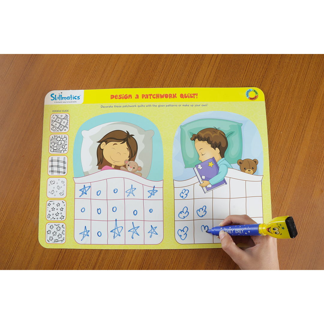 Skillmatics Educational Game : Doodle and Draw | Reusable Activity Mats with 2 Dry Erase Markers | Gifts & Creative Learning for Ages 6-9