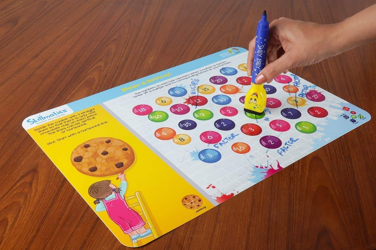 Skillmatics Educational Game : Math Master | Reusable Activity Mats with 2 Dry Erase Markers | Gifts & Learning Tools for Ages 6-9