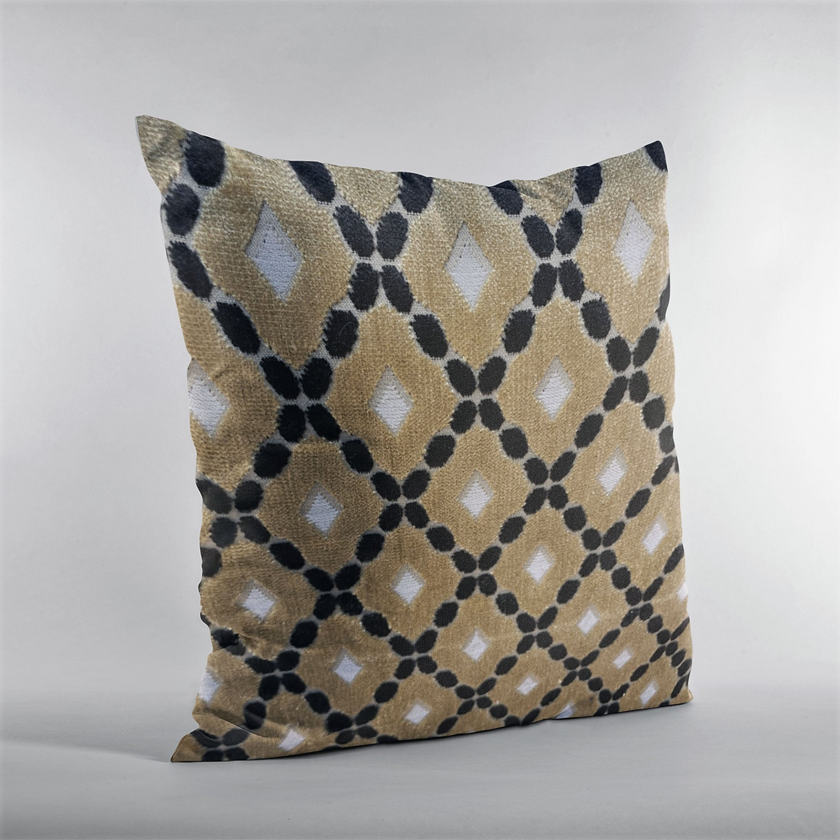 Plutus Velvet Majestic Gold, Black, Cream Handmade Luxury Pillow