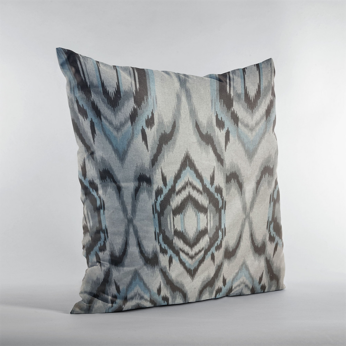 Plutus Ikat Dream Blue, Black, Cream Handmade Luxury Pillow