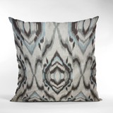 Plutus Ikat Dream Blue, Black, Cream Handmade Luxury Pillow