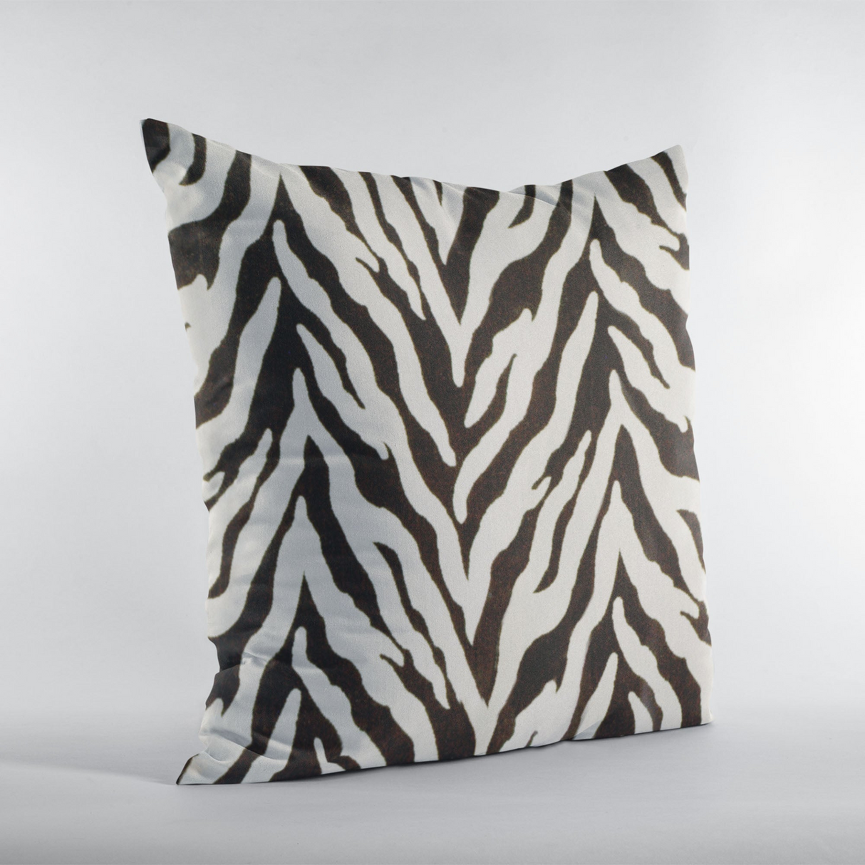 Plutus Ebony/Ivory Zebra Zebra Print Velvet Luxury Throw Pillow