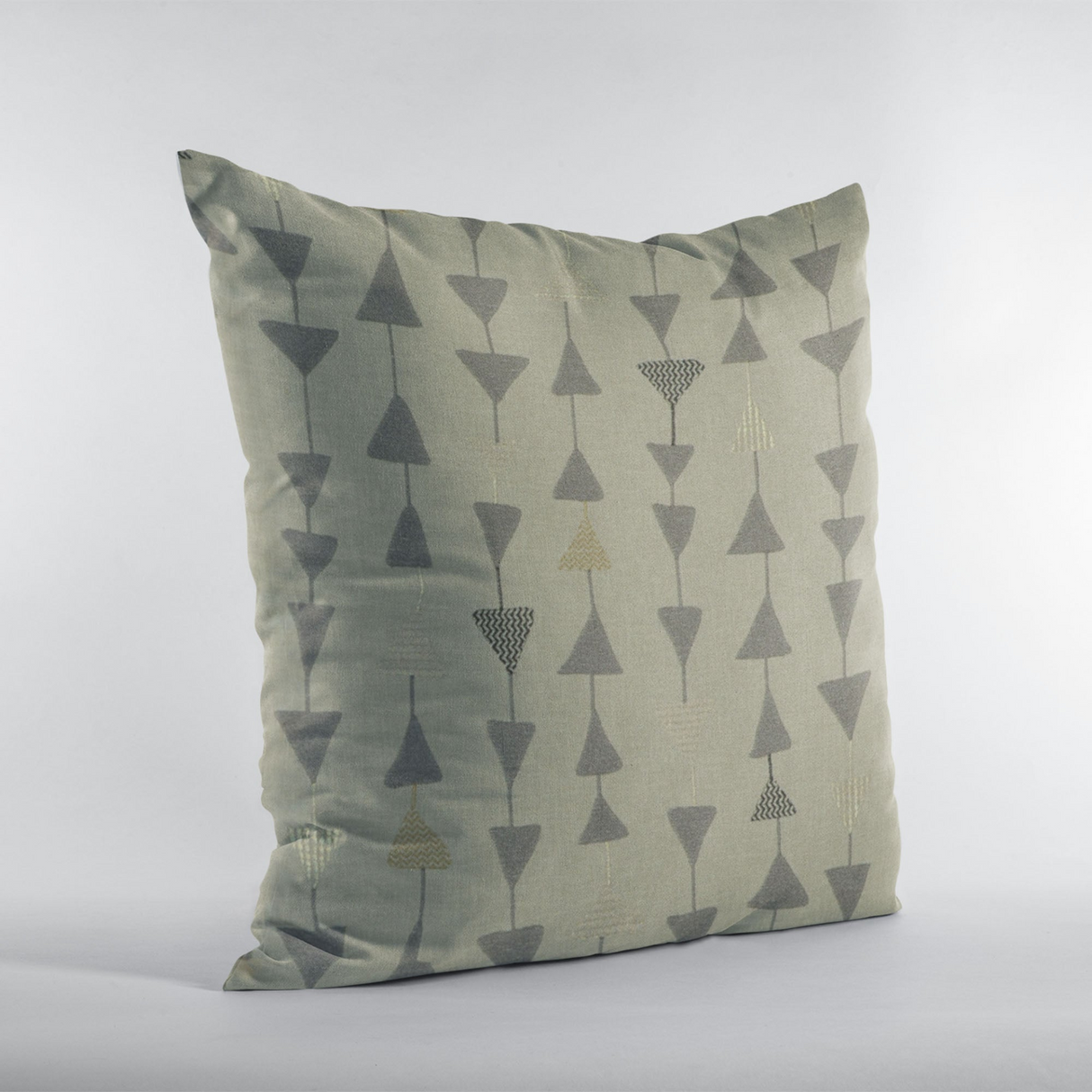 Plutus Pebble Manti Embroydery, Some Of The Triangles Have Metalic Threads Luxury Throw Pillow