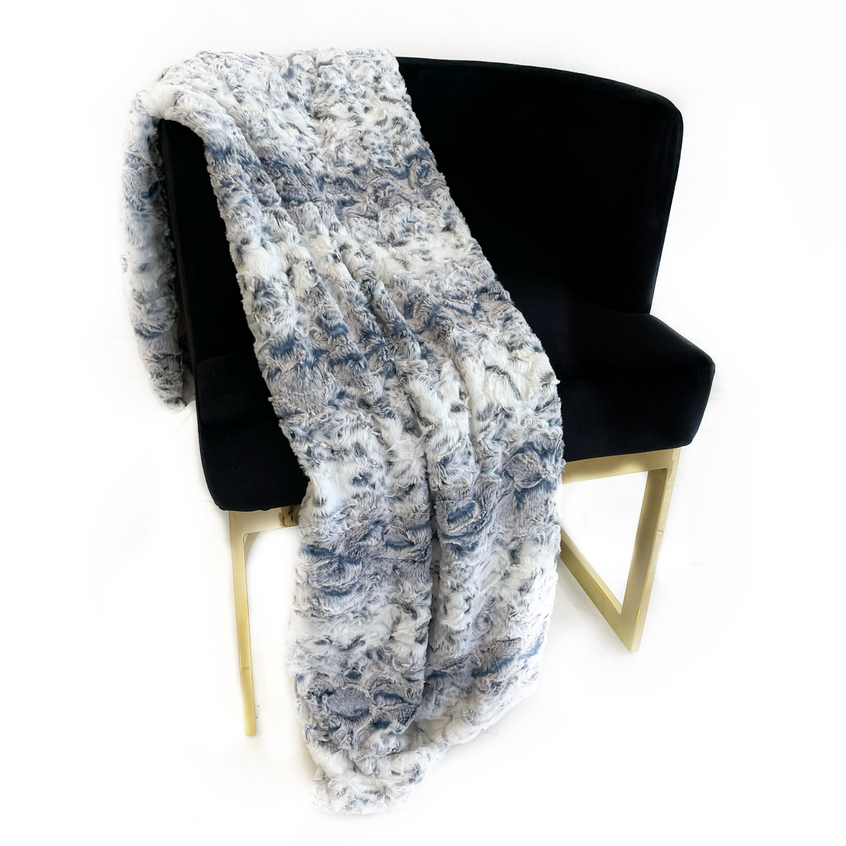 Plutus Navy Snowy Owl Faux Fur Luxury Throw Blanket