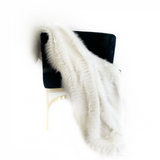 Plutus Off White Exotic Ostrich Feather Faux Fur Luxury Throw Blanket