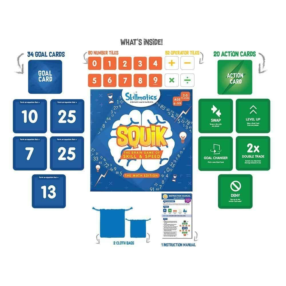 SQUIK The Math Edition - Arrange, Rearrange, Calculate, Swap And Steal! - Educational Activity Game For Kids