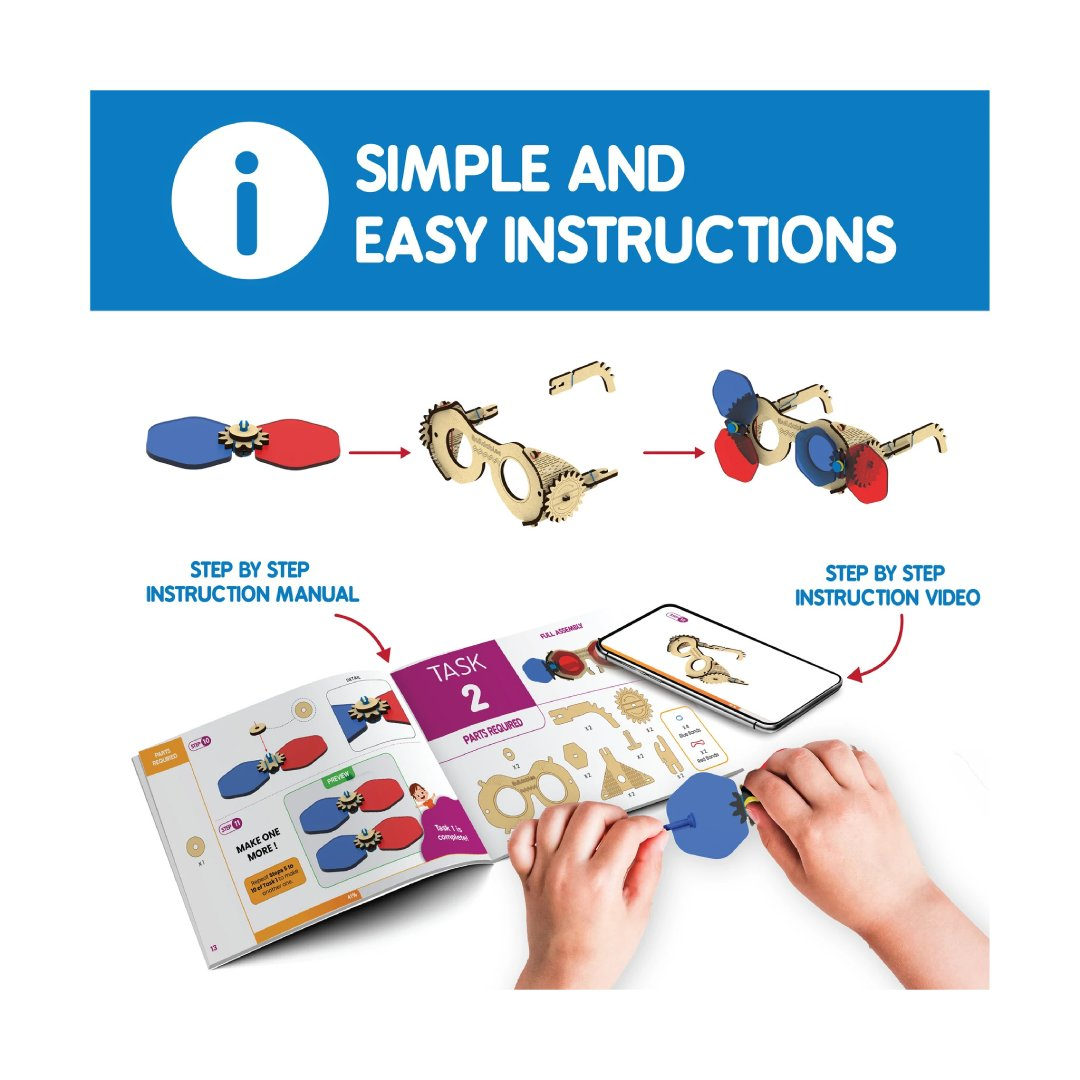 Skillmatics STEM Building Toy : Buildables 3D Spy Glasses | Gifts for Ages 8 and Up | Educational & Construction Activity Kit Multicolor