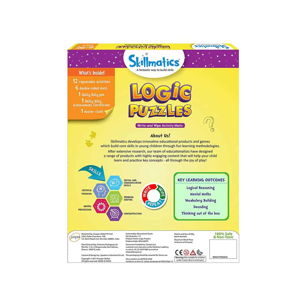 Logic Puzzle - Fantastic Way To Build Logic And Problem-Solving Skills - Write and Wipe Activity Game For Kids