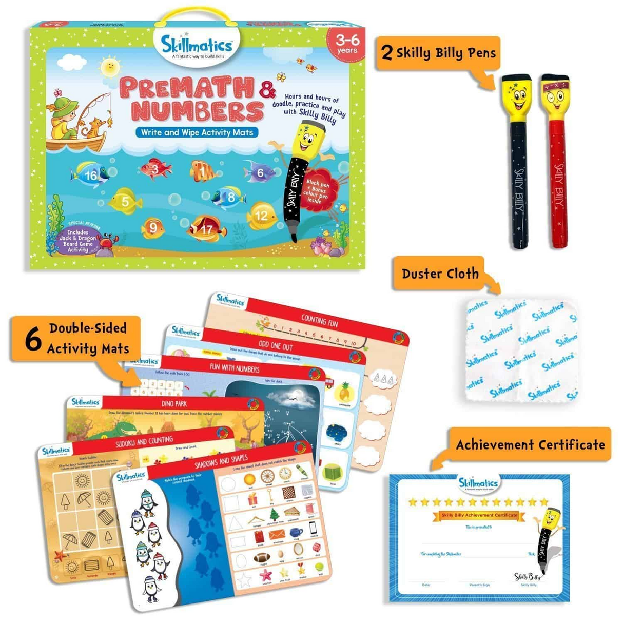 Pre-Math And Numbers - Build A Strong Foundation For Learning Math - Write and Wipe Activity Game For Kids