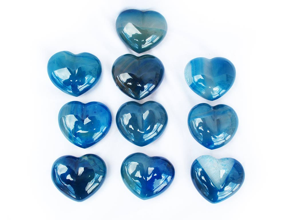 Valentines Gift Blue Agate Decorative Hearts- sold per piece