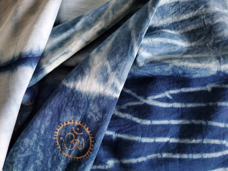 Indigo Dyed Hand Printed Cotton Fabric