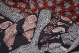 Red and Black Paisely Design Hand Block Printed Naturally Dyed Textiles