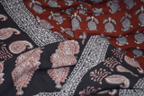 Red and Black Paisely Design Hand Block Printed Naturally Dyed Textiles