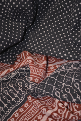 Red and Black Paisely Design Hand Block Printed Naturally Dyed Textiles