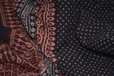 Red and Black Paisely Design Hand Block Printed Naturally Dyed Textiles