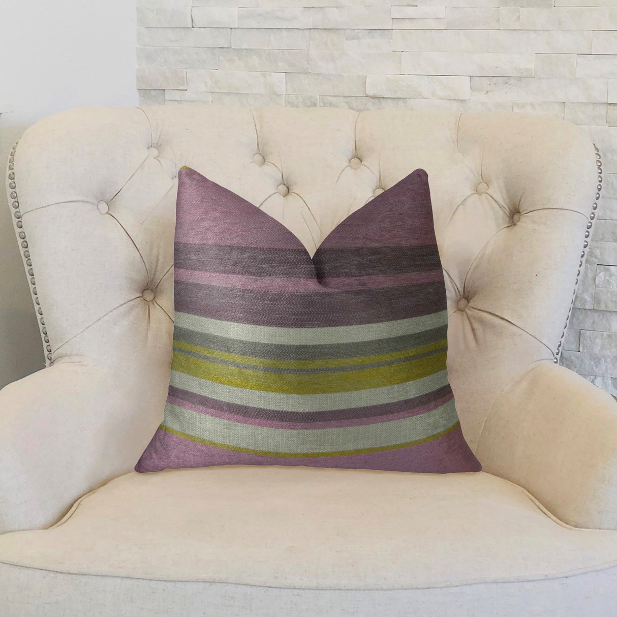 Acai Crush Berry Olive and Cream Handmade Luxury Pillow